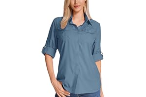 Jogwits Chemise pour Femme - Protection UPF 50+ Chemises et t-Shirts de randonnée Femme Vêtement Safari Manches Longues - Idéale pour randonnée, Trekking, pêche, Camping