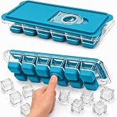 Kabakoz Kapaklı Plastik Buz Kalıbı Silikon Tabanlı 12li Buzmatik Kolay &Ccedil;ıkarılır Ve Doldurulabilir Sızdırmaz Saklama Kabı (Ma