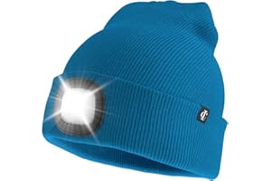 IDYLLICOMFORT BE COMFY ,BE BEST Idyllicomfort Led Lighted Beanie Hat,USB Rechargeable Hands Free Headlamp Cap, Unisex Winter Warmer Knit Hat with Light for Hiking Biking Camping Jogging, Gift for Men, Women, Teens