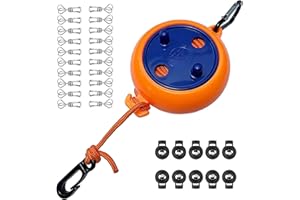 NAUDILIFE Filo per bucato allungabile, da campeggio, portatile, 8 m, per viaggi, vacanze, attività all'aperto, stendibiancheria per bagno, lavanderia, giardino o viaggio, con 30 piccoli accessori