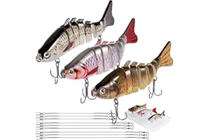 Annyswit 3 Pièces Leurres de Pêche pour Bass Truite Crappie Leurres à Pikes Multi-Articulés avec Bas de Ligne avec Boîte de Rangement pêche Fil de Pêche bioniques à couler Lent au brochet Accessoire