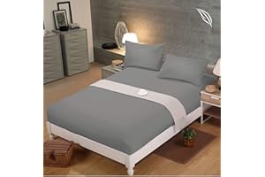 Shenaaya Fitted Sheet - Extra Deep Pocket 16 inch(40cm) with All-Around Elastic - Brushed Microfibre - Breathable, Anti-Wrinkle, Soft and Comfy Fitted Bed Sheet (Grey, Double)