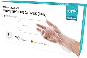 Europapa® 100, 200, 300, 450 sztuk w opakowaniu ekonomicznym, CPE, przezroczyste rękawiczki jednorazowe w pudełku, rękawiczki jednorazowe, bez lateksu, rękawice gumowe, bez talku, w rozm. S, M, L, XL