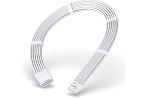 EZDIY-FAB Cavo di Estensione Manicato per Alimentazione GPU PCIe 5.0 16 pin (12+4) 12VHPWR,Maschio a Femmina, Compatibile con RTX 5080, 5070, 4090, 4080, 4070, 16AWG con Pettini per Cavi/Tutti Bianco