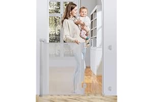 GEMOKRT Andizun Barriere de Securite Retractable 0-140cm, Barriere de Securite Enfant Extensible, Barriere Chien Opération à Une Main, pour Escaliers, Couloirs, Cuisine, Intérieur et Extérieur (Gris)