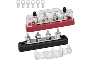 IDONG 2 Stücke 4 polige Einreihige Sammelschiene Verteilerblock,100A Sammelschienen-Schraubklemme, Busbar mit 4 x M6 Anschlussbolzen, für Bus, Boot RV (4-polige einreihige)