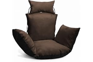 MG Design Hängesessel Kissen Braun – Outdoor Auflage mit Kopfstütze & Bindeschnüren, wetterfest & komfortabel gefüllt