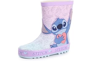 Disney Lilo & Stitch Girls Wellington Boots | Kids Wellies with Stitch Character All Over Print in Purple | Water Resistant Rubber Boots for Children | Classic Animation Movie Merchandise Gift