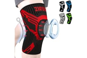 ZIRUGA Kniebandage, Komprimierte Kniebandagen Damen Männer mit Patella Gel Pads & Seitenstabilisatoren Kniestütze für Laufen, Meniskusriss, Arthritis, ACL, Volleyball (Rot-XL)