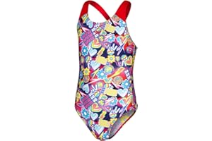 Speedo Girl's Digital Allover Splashback Blue/Pink Swimsuit/Swimming Costume
