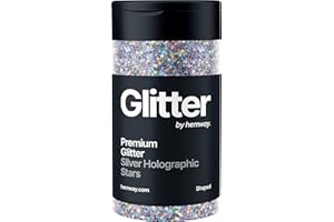 Hemway Étoiles Holographiques Argentées Paillettes Shaped 78g/2.8oz Poudre Résine Métallique Artisanat Paillettes Paillettes Paillettes Pour Gobelets Epoxy, Cheveux Visage Corps Oeil Nail Art Festival