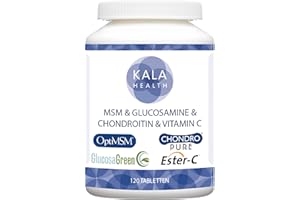 ‎KALA HEALTH Kala Health – 120 Tabletten mit OptiMSM® (Methylsulfonylmethan), GlucosaGreen® (Glucosamin), ChondroPure® (Chondroitin) und Ester-C® (vitamin C), hochdosiert, frei von Hilfstoffe wie Magnesiumstearat und Siliciumdioxid