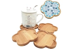 ANKTILY Lot de 4 Dessous de Verre en Mosaïque de Bambou - Plateaux de Base Vierges pour Travaux Manuels, Fournitures de Mosaïque, Dessous de Verre pour Plantes, Assiette