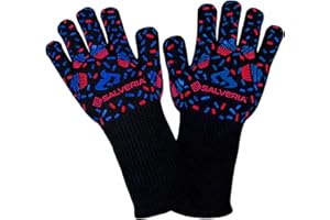 SALVERIA Gant Four Anti Chaleur Gant cheminee Anti feu Résistant jusqu'a 800°C 1472°F Certification EN407 pour la Protection Contre Les Risques Thermiques Gants Four Anti Chaleur Barbecue