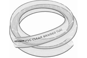 HOSES UK 25mm (1") Clear PVC Braided Hose,Food Grade/Oil/Water/Fuel Reinforced Pipe,Tube 2m
