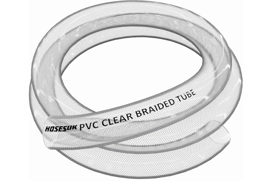 25mm (1") Clear PVC Braided Hose,Food Grade/Oil/Water/Fuel Reinforced Pipe,Tube 1m