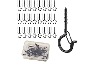 UNI-FINE SHOP Uni-Fine 24Pcs Screw Hooks for Festival Light, Strong and Rustproof Eye Hooks Screw, Q Hanger Screw Hooks, Wall Cabinet Ceiling with Safety Buckles Used for Plants, Festival Lights,Bird Feeder, Key