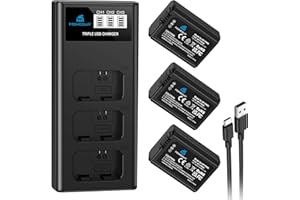 Homesuit NP-FW50 Akku 1300mAh & LCD Ladegerät Kit für Sony Alpha A6000 A6300 A6400 A6500 ZV-E10 7RM2 A7SM2 A7M2 A7II A7RII A7SII A55 A5000 A5100 A3000 RX10 II III IV NEX-3/5/6/7 NEX-F3 (3er-Pack)