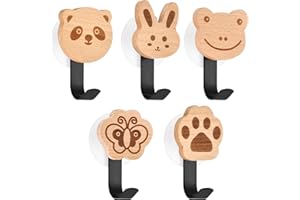 GROOHAFY Holz Kleiderhaken Kinder Selbstklebender Wandhaken in Tiere-Form Kindergarderobe Haken Garderobenhaken Kleiderhaken Wand Wandaufhänger Türhaken Möbelknöpfe Holzgriffe (Waldtiere)