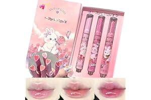 ‎LUCKNEST 3 Colors Jelly Lipstick Gift Set, Tinted Heart Shape Lip Stain Lip Gloss, Mirror Hydrating Jelly Love Lipstick, Moisturizing Tinted Lip Balm, Vivid Color Glossy Lip Makeup for Girls (B)