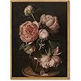 InSimSea Framed Canvas Prints Art Vintage Decor, Flower Wall Art Home Decor, Peonies by Eduard von Grützner Prints for Kitchen Office Farmhouse Bathroom, 12"x16"