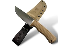 SK Wild Ones® Outdoor Messer Survival - Jagdmesser Feststehende Klinge - Survival Messer Outdoor Echtleder Kydex Dangler - EDC-Messer Outdoormesser Feststehend - Aus 440 C Edelstahl - Braun - Bragi