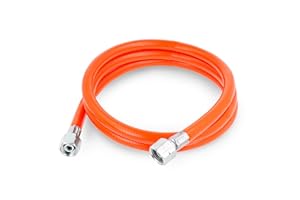 BFG Tubo per gas butano per uso interno ed esterno conforme alla norma BS EN16436-1:2014 Pressione massima 10 bar Classe 2-6,3 mm 289 g 2 raccordi femmina 3/8" 150 cm