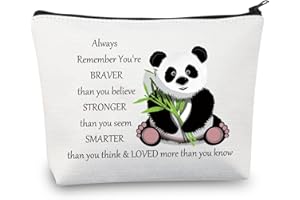 LEVLO Simpatico Panda Cosmetico Make up Bag Panda Ispirato Regali You Are Braver Stronger Più Smart Than You Think Trucco Cerniera Sacchetto Per Donne Ragazze, Borsa Panda, Borsa trucco