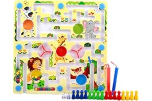 OOSTIFUN Gobus Perles Labyrinthe Double Face Labyrinthe Inverser Échecs Volants Maze Casse-tête Jeu éducatif de Plateau Jeu interactif Labyrinthe Enfants Jouets (Animaux)