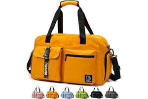 DBPBToU Sac de Voyage pour Homme et Femme, Sac de Sport avec Compartiment pour Chaussures, Travel Bag Imperméable avec Compartiment Humide, Utilisé comme Sac de Gym/Sac de Piscine (Jaune)