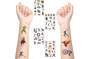 HONGP 4 Sheet Super Hero Avengers Temporary Tattoos Stickers for Kids,Superhero Party Bag Filler Favors Cute Fake Tattoos Stickers for Kids Boys Girls School Rewards Gifts
