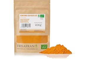 FRISAFRAN | Cúrcuma en Polvo BIO 200g | Digestivo | Ayuda al rejuvenecimiento | Curcuma pura | especia sin aditivos | Suplemento | En Polvo | Cúrcuma-molida | Origen India
