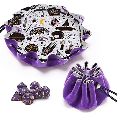 Qepakui Dobbelsteenbak Dobbelmat - Opvouwbare DND Rolling Mat en Dice Pouch | PU-lederen