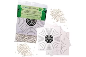 Glac Store® Pallini BB in Busta Biodegradabili Bio 500gr da 6mm per Softair Verdi Bianchi 0,20 0,23 0,25 Grammi con 5 Bersagli in Cartoncino 14x14