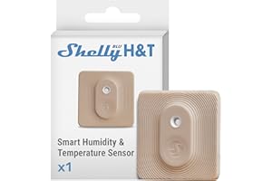 Shelly BLU H&T Moka - Capteur de température et d’humidité Bluetooth, Thermomètre, Hygromètre connecté, Protection IP54, Portée 10 à 30 m, Pile 2 ans, Stockage de données, Cryptage