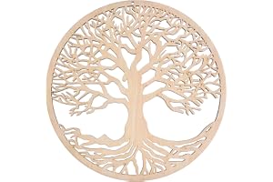 Pomurom Arbre de vie - Décoration murale en bois - 28 cm - Géométrie sacrée - Symbole spirituel pour yoga, méditation, maison, chambre à coucher, salon