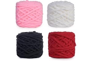 Goomp 4 Pack 100g Laine Crochet a Tricoter pour Projets de fil Faisant des Boules en Peluche à la Main Sacs Pulls Chaussures Chapeaux Pulls Couvertures Echarpes