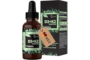 ‎VIHADO Vihado Vitamin D3 K2 Tropfen hochdosiert für Erwachsene, XXL Packung mit 1000 IE Vitamin D3, Premium Reinheit ohne Zusätze, 50 ml (1.700 Tropfen)