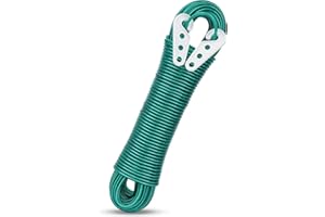 NUTTDOO Washing Line Rope,30m Strong Steel Core Laundry Clothese Lines,Plastic PVC Cover Garden Clotheslines for Outdoor, Indoor, Garden, Dryer (Green)