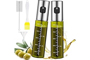 MRUN BONE Ölsprüher für Speiseöl, 2 Stück UV-Schutz Sprühflasche Öl, Glas Öl Zerstäuber Küche Ölsprühflasche Heißluftfritteuse,Oil Sprayer mit Skala & Trichter, Ölspray für ÖI & Essig 100% BPA frei