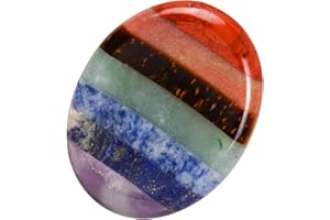 Hoxfly 7 Pietre Curative dei Cristalli di Chakra, Pietre Preoccupanti, Pietra di Preoccupazione per il Pollice, Pietra di Zristallo di Tasca Naturale Ovale per Meditazione Alleviamento dello Stress