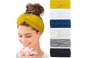 Kavya Wide Hair bands for Women Boho Headbands for Women's Hair Elastic Soft 6 Pieces Headband Print Head bands Adult Women Accessories Yoga Sports Hairband Multicoloured Thin Headscarf