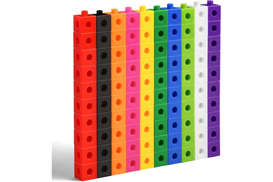 HOTUT 100 Pcs Maths Cubes with 10 Colours, Linking Cubes, Early Years Maths Learning, Magic Counting Blocks, Counting Block Set for School and Home - 2 CM