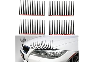 YSUY 4 Pcs 3D Black Car Eyelash Sticker Set - Stylish Cars Headlight Decoration with Fun Long Eyelashes Design for Women's Cars - Easy to Apply Car-Styling Decorative Sticker Lashes