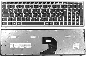 T-ProTek DE Black Keyboard with Grey Frame, Without Lighting Compatible with Lenovo IdeaPad Z500