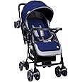 1st Step Caramel Baby Pram Cum Stroller with 5 Point Safety Harness/Infinitely Reclining and Cushioned Seat/Reversible Handle/Front Swivel Wheels Capacity 15kg (Blue)