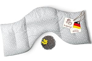‎NAVANGO navango® Schulterkissen | Körnerkissen für Mikrowelle & Backofen geeignet | Hellgrau | Mit Rapsfüllung handgefertigt in Deutschland | ca. 50 x 25 cm | 4 Kammern | OEKO-Tex Baumwolle