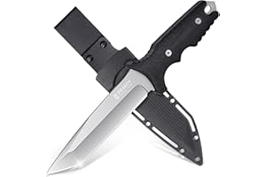 Dragon Creek Bushcraft Messer Tanto Messer aus 440C Stahl Survival Messer feststehende Klinge scharfes Jagdmesser Outdoor Messer mit Scheide für Wandern Camping