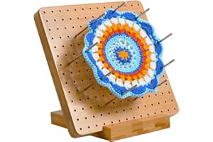 MPEIPILA Tavola di Blocco per Uncinetto, Tavola Blocco per Granny 20 cm, Tavola Bordo Blocco in Legno Uncinetto con Base, Tavola di Blocco per Granny Square, Tavola Uncinetto con 15 Aghi in Acciaio