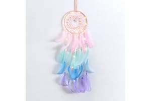 CBEI Dream Catcher,Handmade LED Dream Catchers for Bedroom Wall Hanging Decorations Ornaments Craft for Kids Family Lovers Friends Blessing Gift(Light Blue)